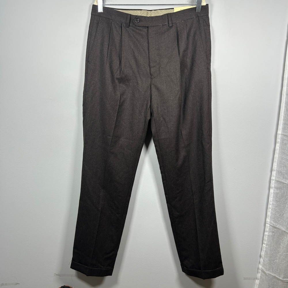 Vtg Lauren Ralph Lauren Dress Pants Men's 34x32 Dark Brown Wool Pleated Business